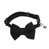 1PC Cute Pet Suede Bow Tie Collar with Bell Breakaway Adjustable Solid Color Safety Collar for Kitten Puppy