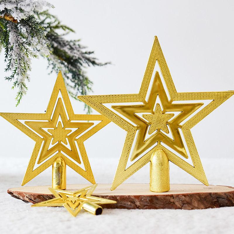 Five Pointed Star Christmas Tree Toppers Festive Glitter Sparkling Reusable Decorative Tree Ornaments Holiday Party Decor