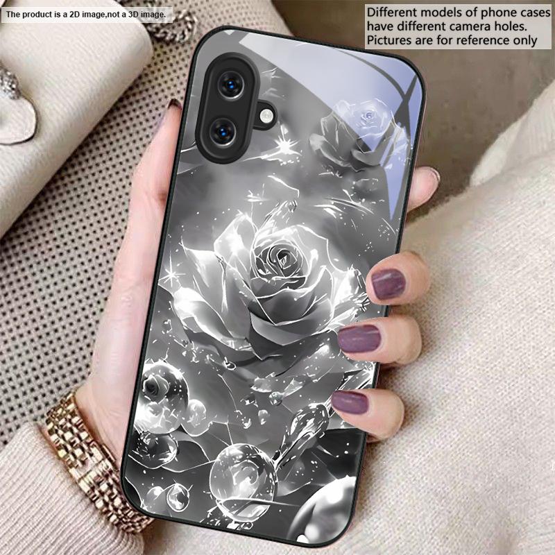 Ice crystal-colored roses For Samsung A01 02 03 Core 04 05 06 10 12 13 14 5G 15 16 M02 12 Note 8 9 10 20 glass Ultra phone case