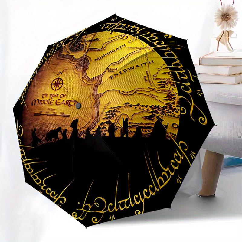 Middle Earth Map: Fantasy World Art PrintUmbrella, Portable 3-Fold Compact Umbrella for Men & Women Gift