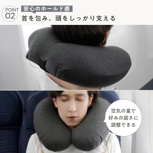 Marna fuu Neck Pillow (Inflates without mouth contact/Folds to smartphone size/Washable) Compact Air Neck Pillow (For travel/airplanes/cars, etc.) Nav