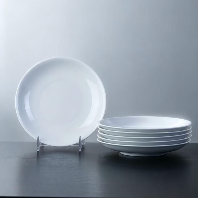 Jingdezhen 8-inch White Ceramic Dinner Plates (Set of 6)