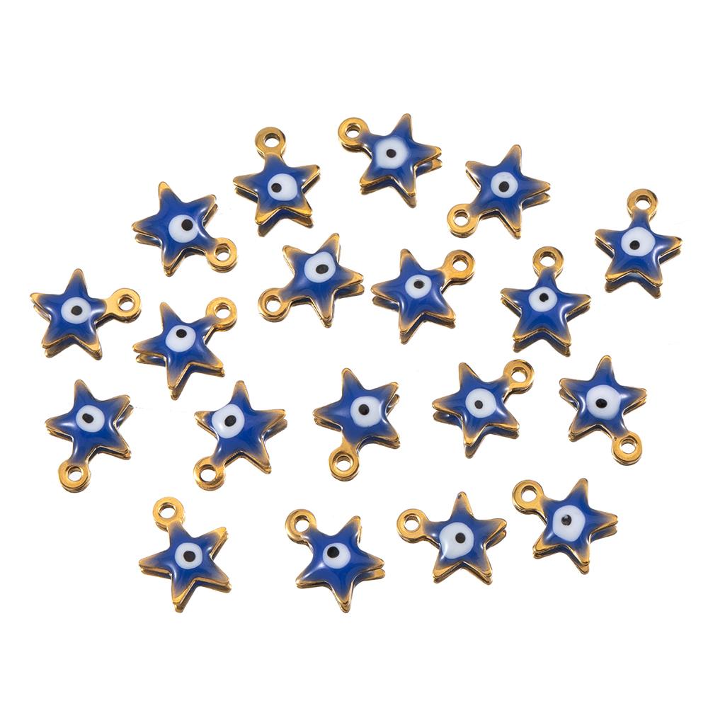 20pcs Round Ball Charms Stainless Steel Turkish Evil Eye Earring Pendant Base DIY Boho Jewelry Making Bracelet Supply Mix Color