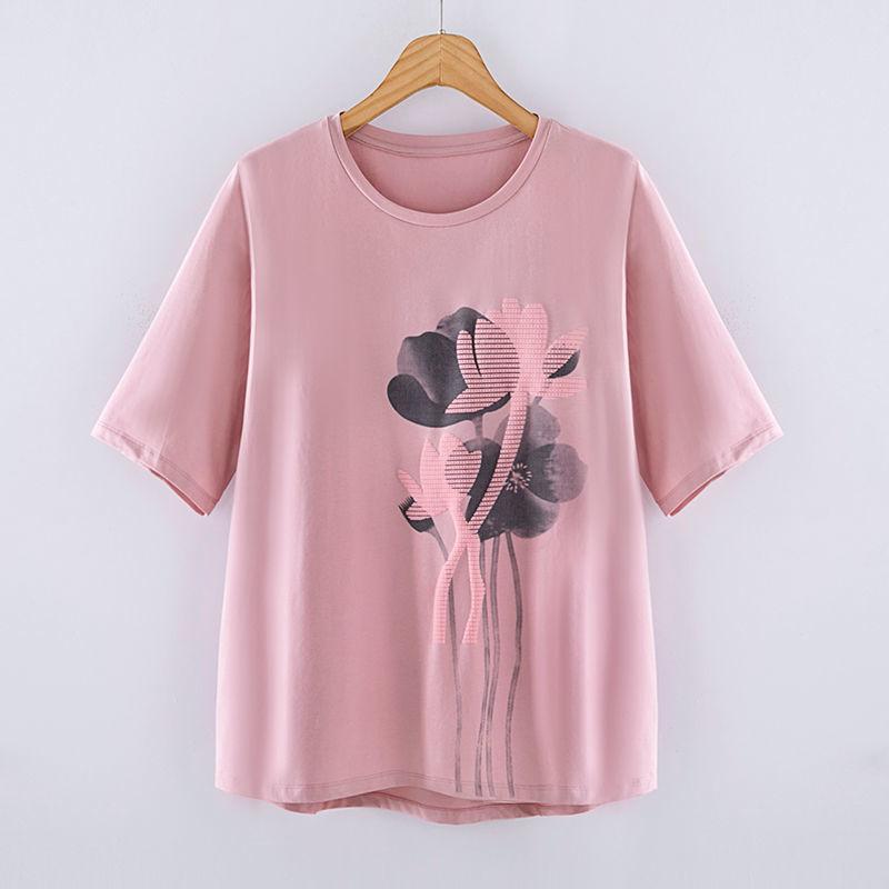 Women's  Floral Print 3D T Shirt, Women Summer Top, Graphic Tees, O-neck Tshirt, Loose Tee Shirt, 4XL