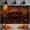 Halloween Decor Supplies Banner Spooky Graveyard Pumpkin Bat Skull Background Festival Party Decor Photography  Backdrop Props487
