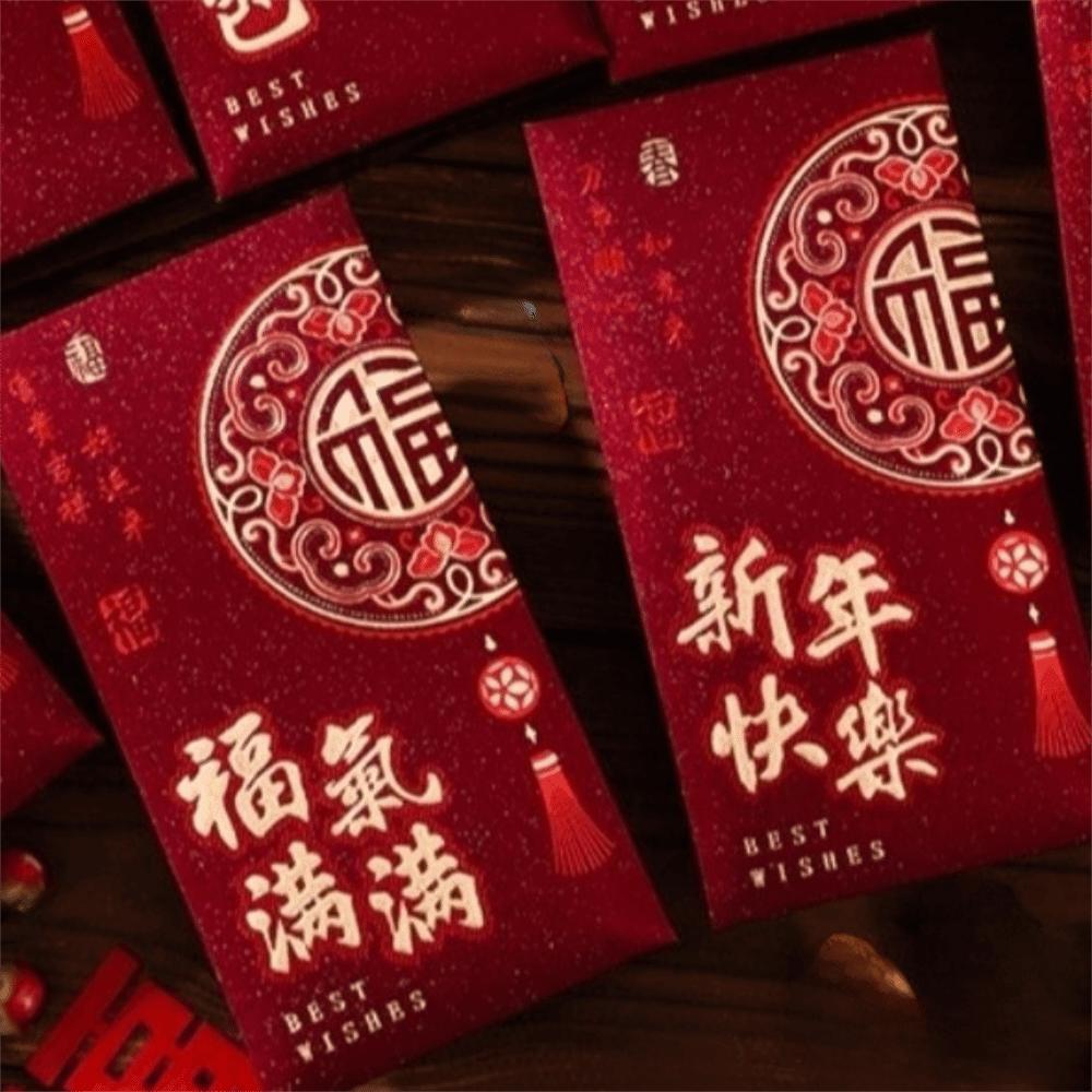 6pcs Hot Gold 2026 Horse Year Red Envelope Hongbao Traditional Lucky Money Bags Art Paper Red Packet Chinese New Year