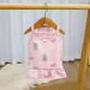 Dog Slip Dress Spring Summer Bunny Print Ruffle Hem Pet Sleeveless Dress Breathable Pet Costume Outfit Apparel for Small Dogs Cats