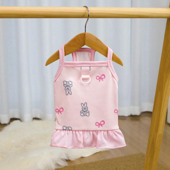 Dog Slip Dress Spring Summer Bunny Print Ruffle Hem Pet Sleeveless Dress Breathable Pet Costume Outfit Apparel for Small Dogs Cats