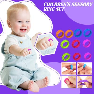 Children's Sensory Rings Children's Silicone Fingertip Rings Relief Sedation Ring Stress Relief Educational Toys (12pcs)
