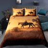Horse Duvet Cover Animal Bedding Set for Boys Teens Western Cowboy Sunset Scenery Double Queen King Size Polyester Qulit Cover