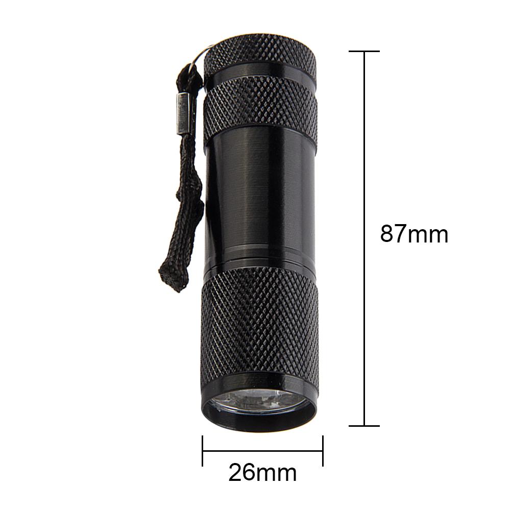 9LED Texture Camping Light Aluminum Alloy Mini 2W Ultraviolet Flashlights AAA Battery Powered 395nm Backlight Anti-Skid Home Use