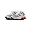 Nike Baskets Shox NZ Unisexes Blanc Rouge Université-Noir-Argent Métallique 378341-104