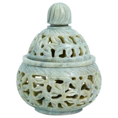 Crocon Soap Stone Leaf Design Stone Style Tea Light Holder for Home Office & Table Decorative Gift Set Size : (7.5 X 7.5 X 10.5)
