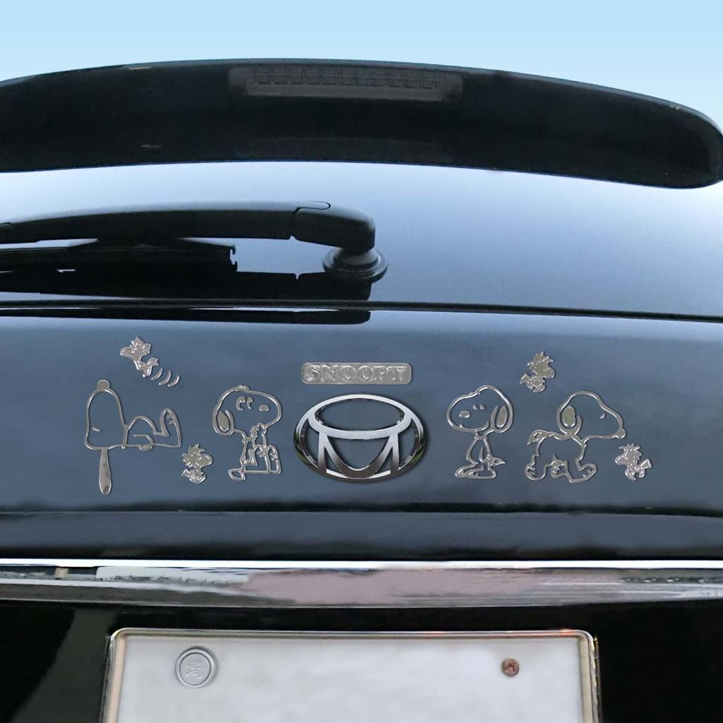 Meiho SN210 Snoopy Woodstock Emblem Sticker Large Silver