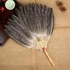 Vintage Chinese Fan Gooses Feather Wedding Party Fan Dance Feather Hand Fan Photograph Props Wood Craft Decorations Fan