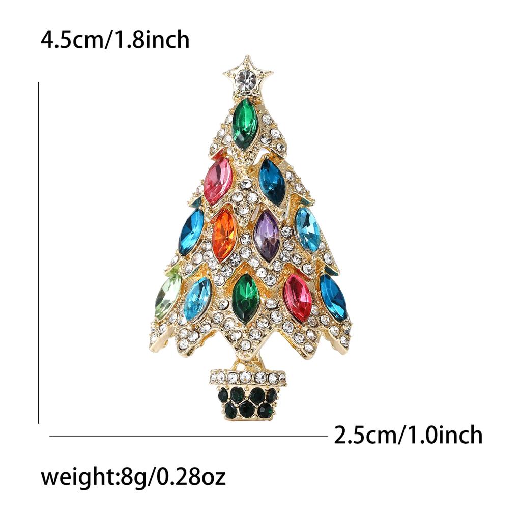 Christmas Gift Rhinestone Christmas Tree Brooches for Women Unisex Glass Plant Pins Event Party Decoration Clothes Accessories