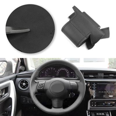 Auto Lenkradbezug Zierleiste Schwarz Handgenäht Mikrofaserleder für Toyota Corolla 03-06 Caldina RAV4 Scion tC xA xB