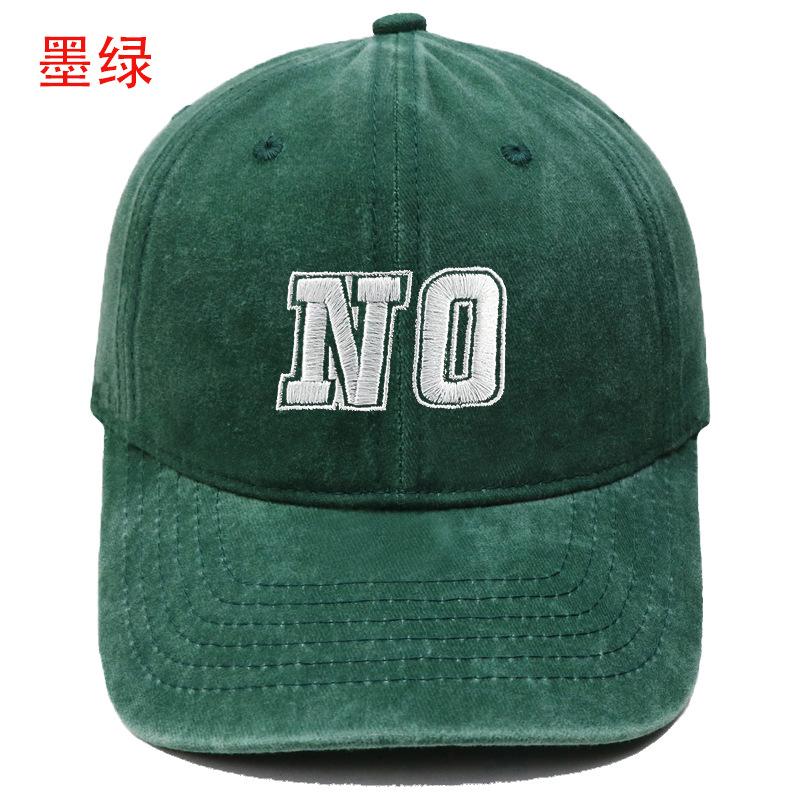 Neue Baseballkappe mit aufgesticktem Buchstaben NO, gewaschene Retro-Kappe für Männer und Frauen, Paar, lässiger Outdoor-Sonnenhut