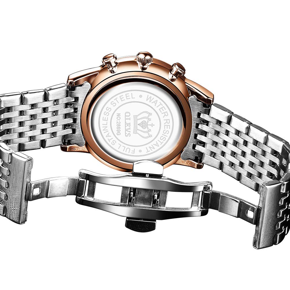 OLEVS Men's Business Watch with Metal or Stainless Steel Band, Analog Display, Stylish and Casual Watch