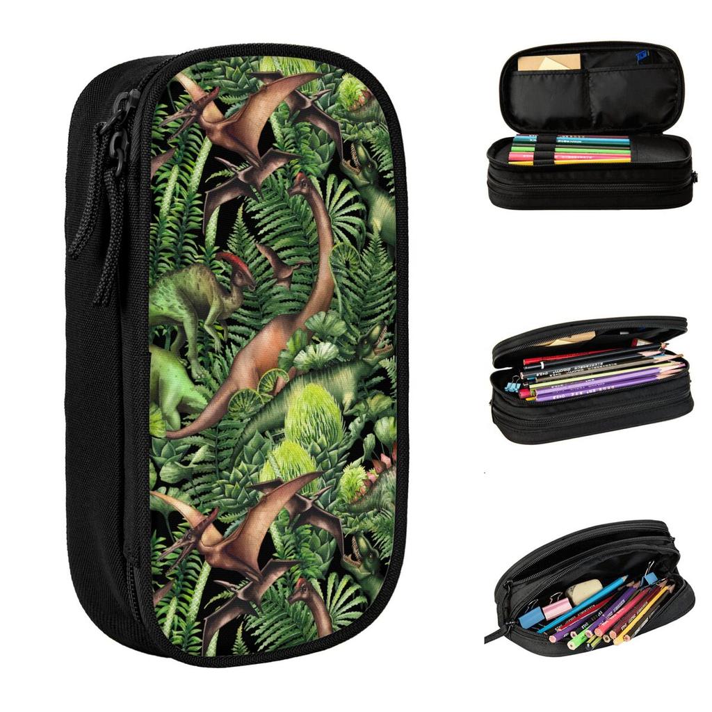 Jungle Dinosaur Pencil Case Stegosaurus Cretaceous Brachiosaurus Animal Pencilcases Pen for Student Bag School Supplies Gift