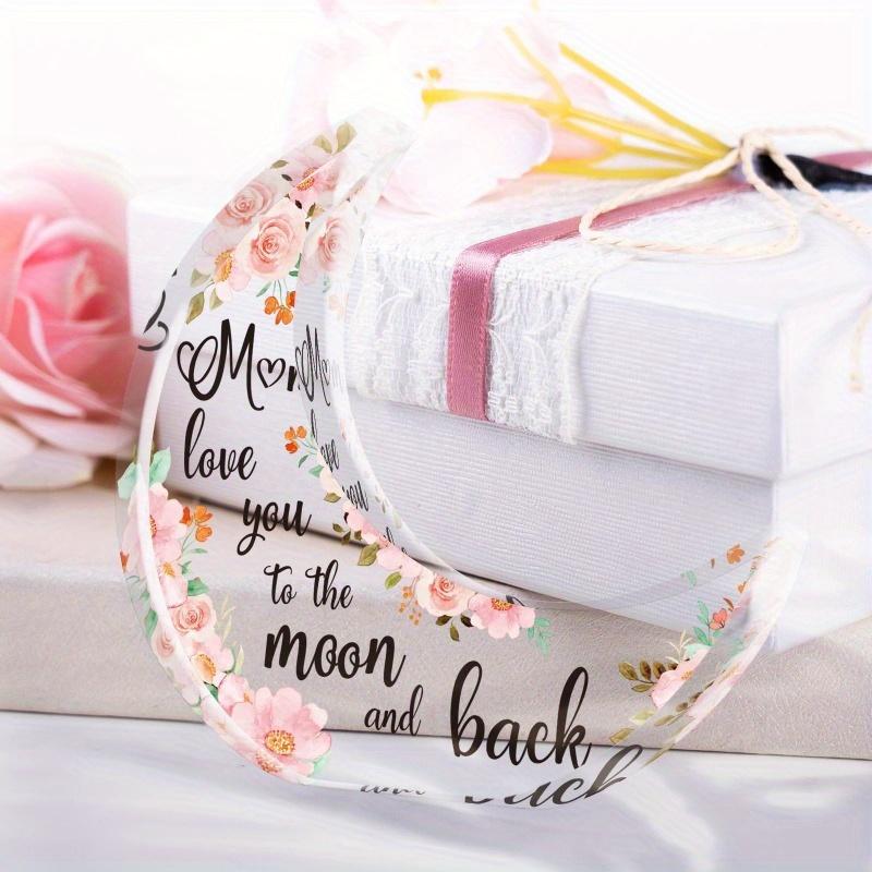 Unique Christmas Gifts for Mum - Moon Shaped Acrylic Plaque, Special Presents for Mum from Daughter & Son