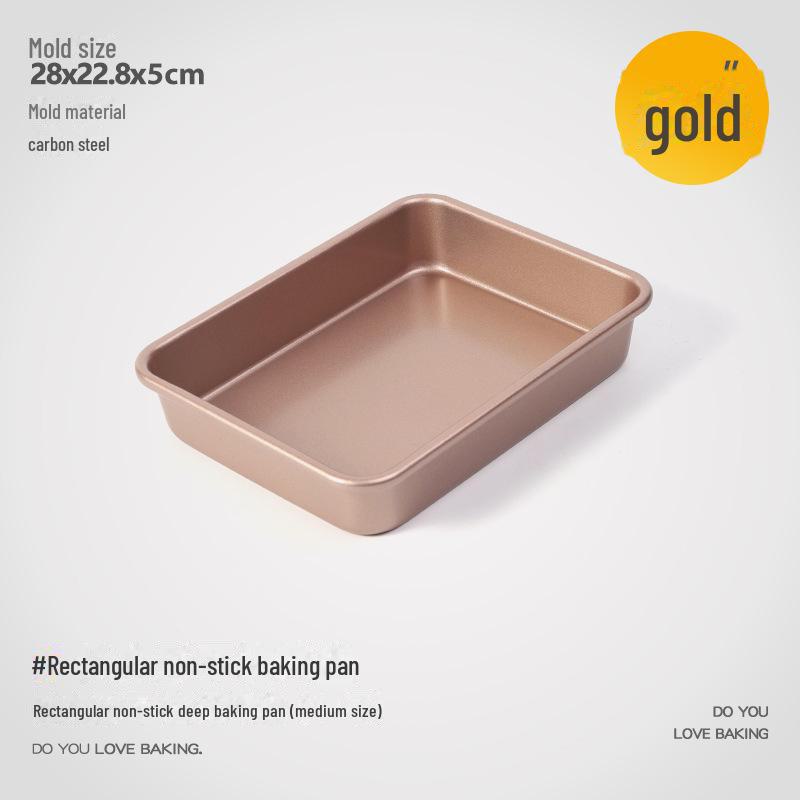 

Прямоугольная форма для выпечки с антипригарным покрытием для тортов, тирамису, запеченной рыбы, курицы и хрустящей корочки «Снежинка» Deep dish - Medium 28x22 золотой