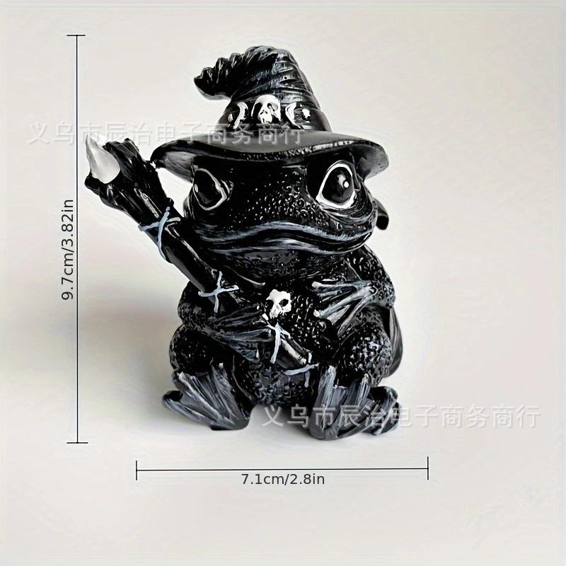La nouvelle statue de grenouille sorcière en résine convient aux décorations de maison avec des chapeaux noirs et des squelettes
