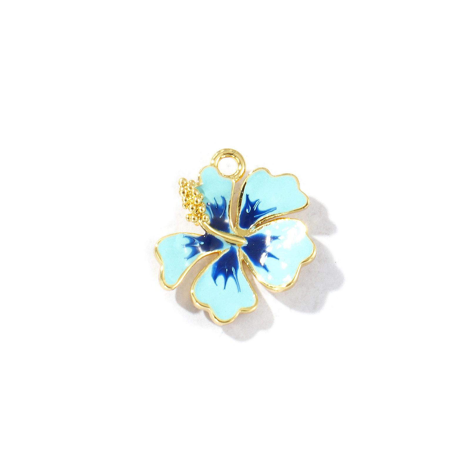 

2 PCs Brass Flora Collection Charms 18K Gold Plated Enamel Flower Pendants For DIY Necklace Jewelry Making Findings 16mm x 15mm синій