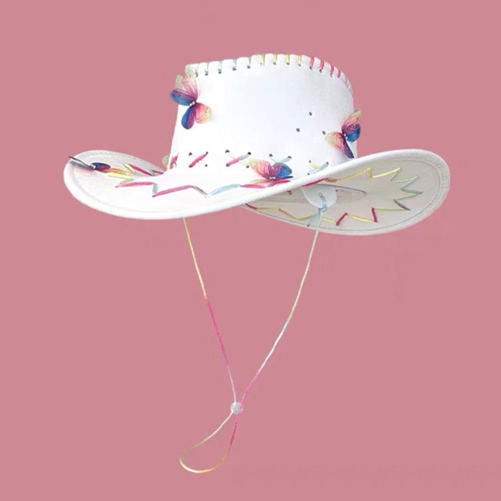 Denim Sunscrean Bucket Cap Punk Summer Sun Hat Elegant Western Cowboy Hat  Travel