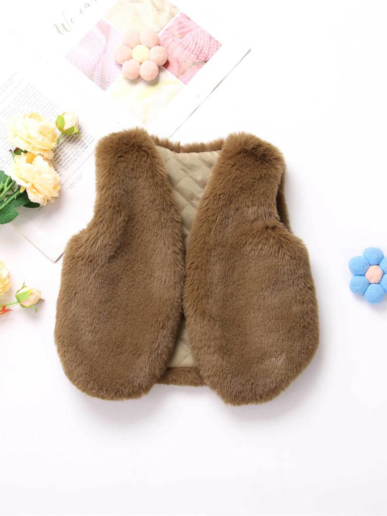 Kaufe Baby Girls Faux Fur Vest Outfits Sleeveless Plush Jacket Warm