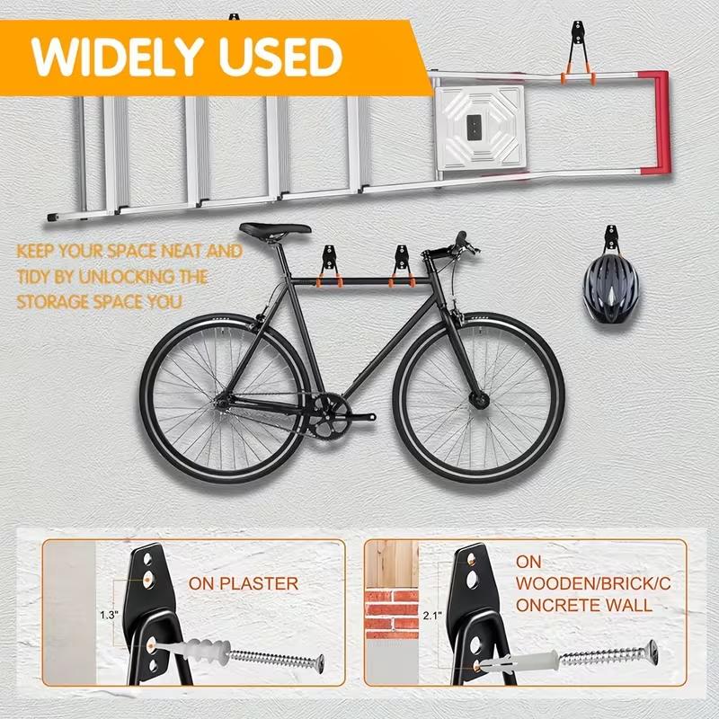 Garage Heavy Duty Metal Hook Organizer Steel Wall Mount Anti-slip Bicycle Hanger Hooks Ladders Bulky Items Storage Garden Tool