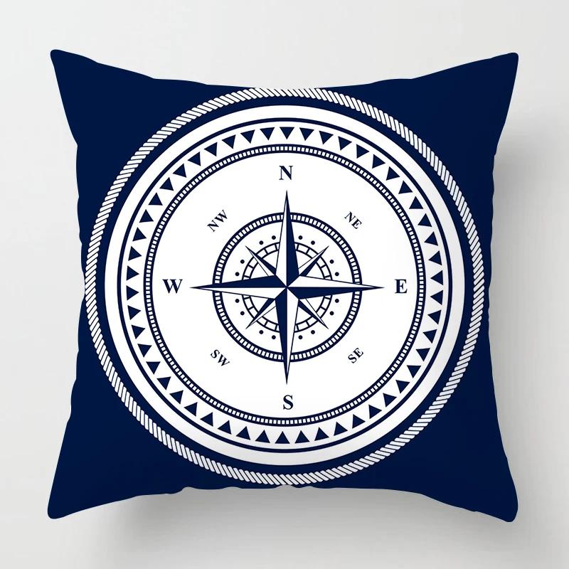

Nordic Dark Blue Nautical Collection Pillowcase Home Decor Sofa Decoration Cushion Cover 16x16Inch