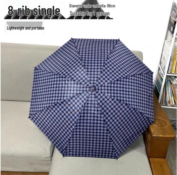Extra Large Ten-Bone Water-Repellent Plaid Umbrella - British Style for Men & Women, Double/Triple Use