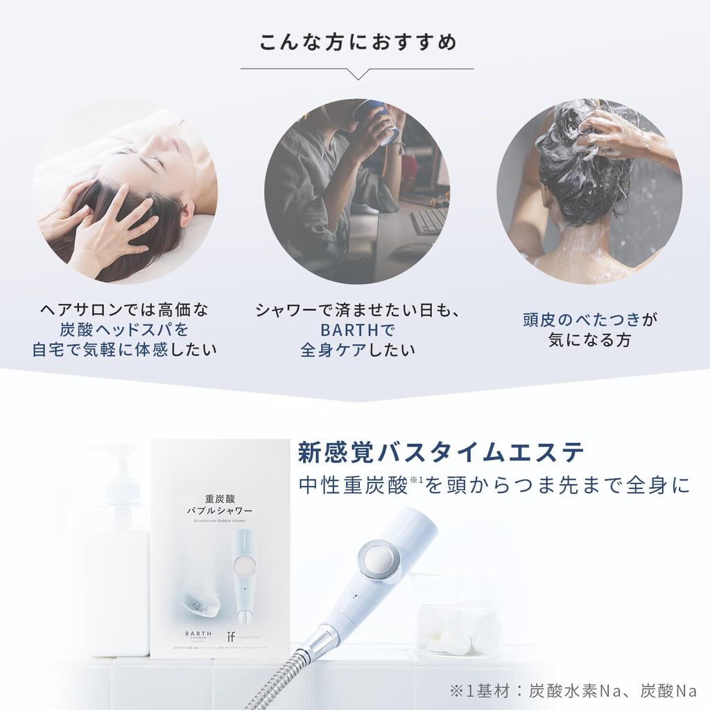 BARTH Bath Micro Nano Bubble Shower Head White Bubble Shower Head Spa Water (Bicarbonate Saving)