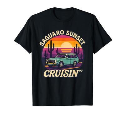 Saguaro Sonnenuntergang Cruisin Shirt Retro Wüstenstraße Arizona T-Shirt