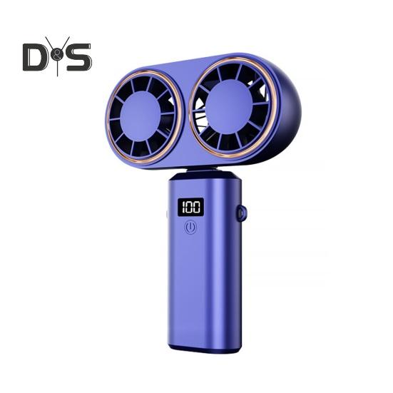 

Портативный ручной вентилятор с цифровым дисплеем Складной, 90 градусов, малошумный, с батарейным питанием, перезаряжаемый турбовентилятор, 5-скоростной дизайн, персональный небольшой вентилятор синий