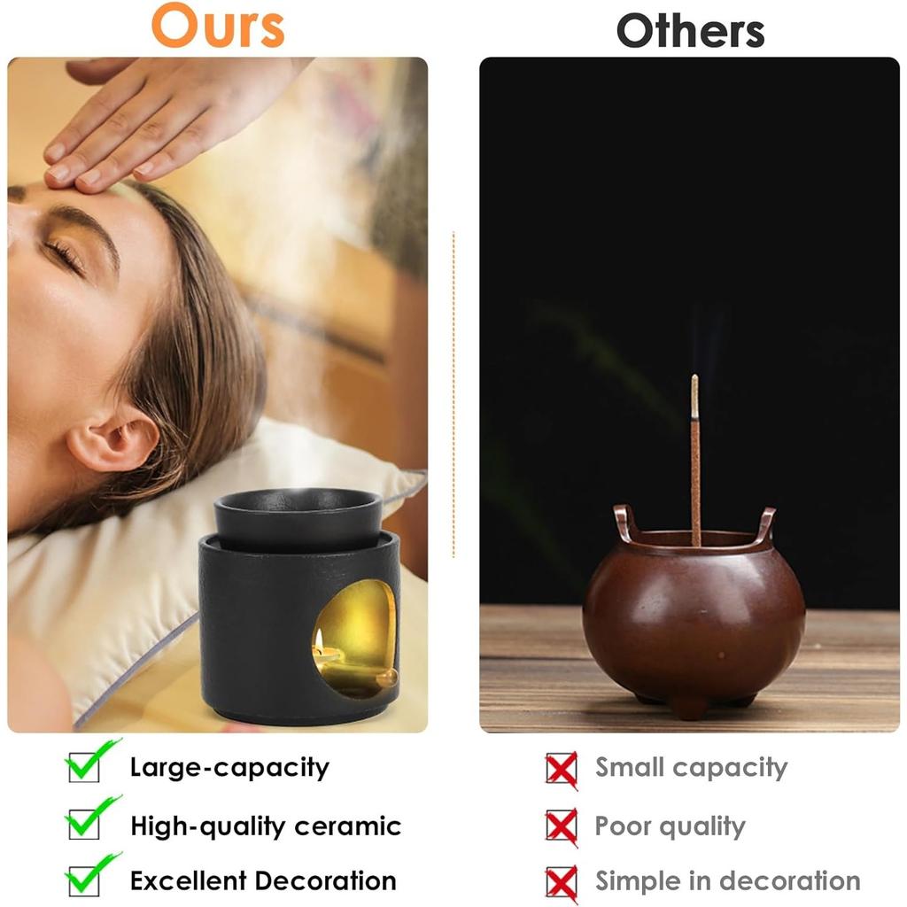Wax Melt Burners,Ceramic Essential Oil Burner,Wax Melt Burner With Tealight Holder, Wax Burner For Essential Oils With Removable Bowl, Wax Burners
