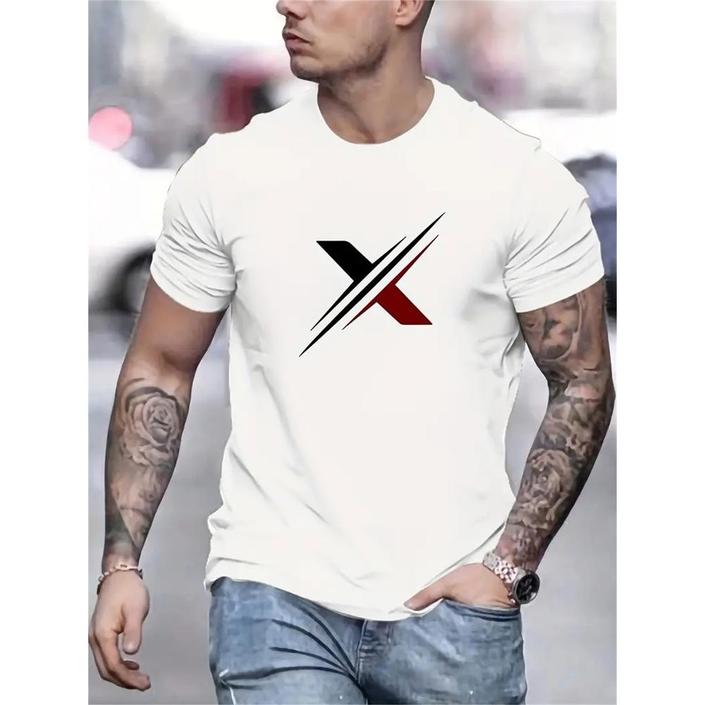

Black Red X Logo T-Shirt,Soft Breathable & Fade-Resistant, Classic Fit for Daily Casual Wear XXL білий