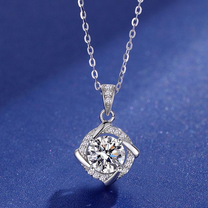 Tancise S925 Sterling Silver Moissanite Colier cu pandantiv cu personalitate de lux Colier clasic Tide pentru femei Colier Cadou de petrecere