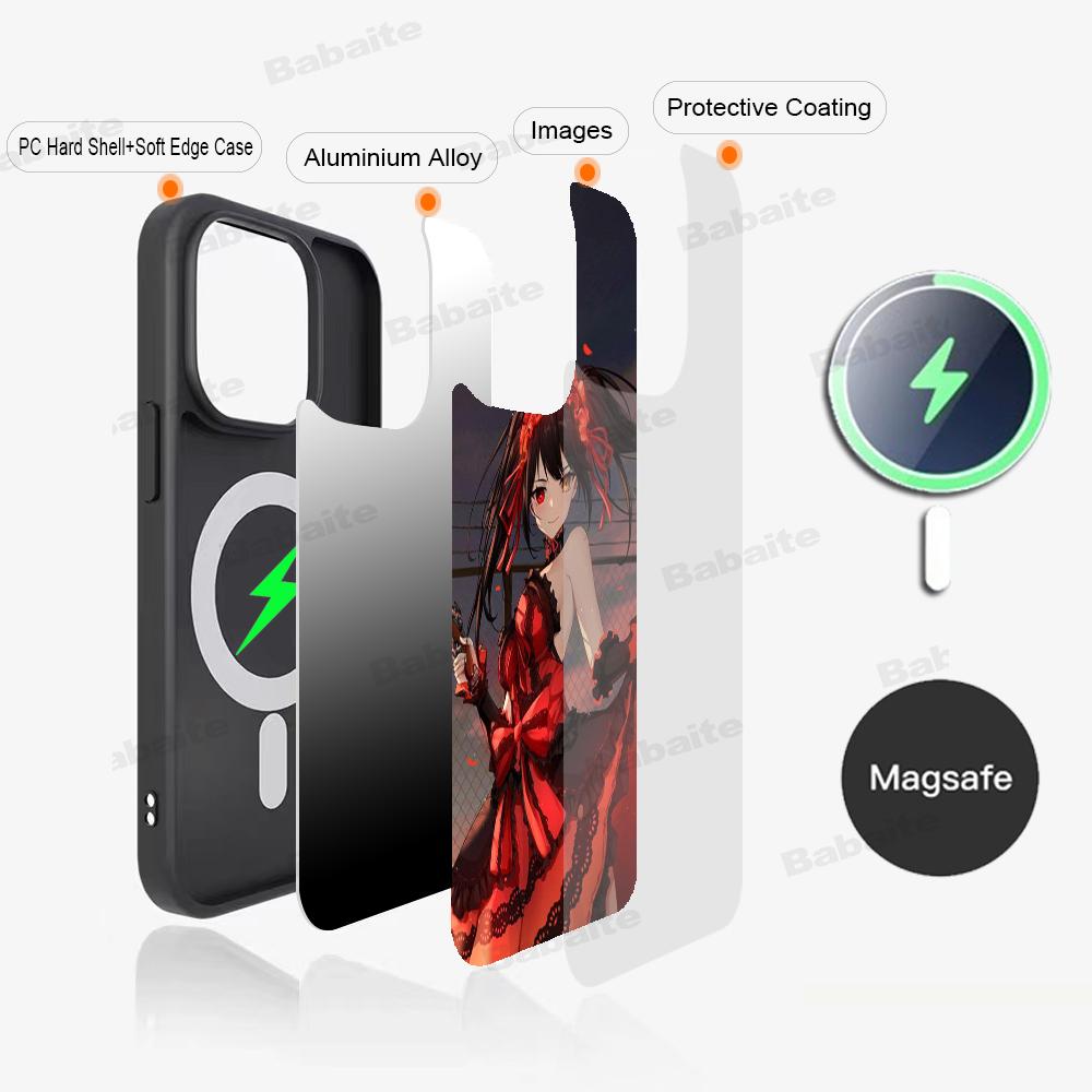 Cartoon K-Kurumi T-Tokisaki Phone Case Magnetic Case For IPhone 16 14 13 12 11 15 Pro Max Plus For Magsafe Wireless Charge Cover
