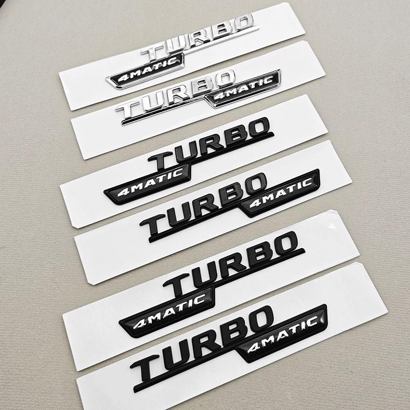 2PCS ABS Car Letter Side Fender Logo TURBO 4MATIC Badge Emblem Sticker For Mercedes Benz AMG A45 CLA35 45 X247 W213 Accessories