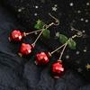 3D Red Cherry Fruit Drop Dangle Earrings Crystal Green Leaf Funny Earrings for Women Girls Tassel Aesthetic Jewelry