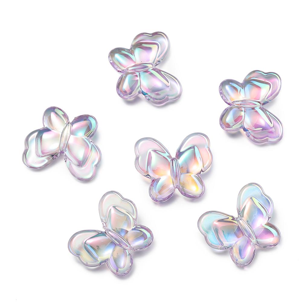 

5-10 шт./пакет акриловые бабочки лазерные цветные бусины AB цвета россыпью для браслета своими руками телефон цепочки изготовление принадлежностей выводы 5pcs фиолетовый