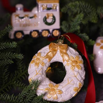 White Christmas Tree Hanging Ornament Plastic Glitter Christmas Pendant with Rope Christmas Home Decoration Shopping Mall