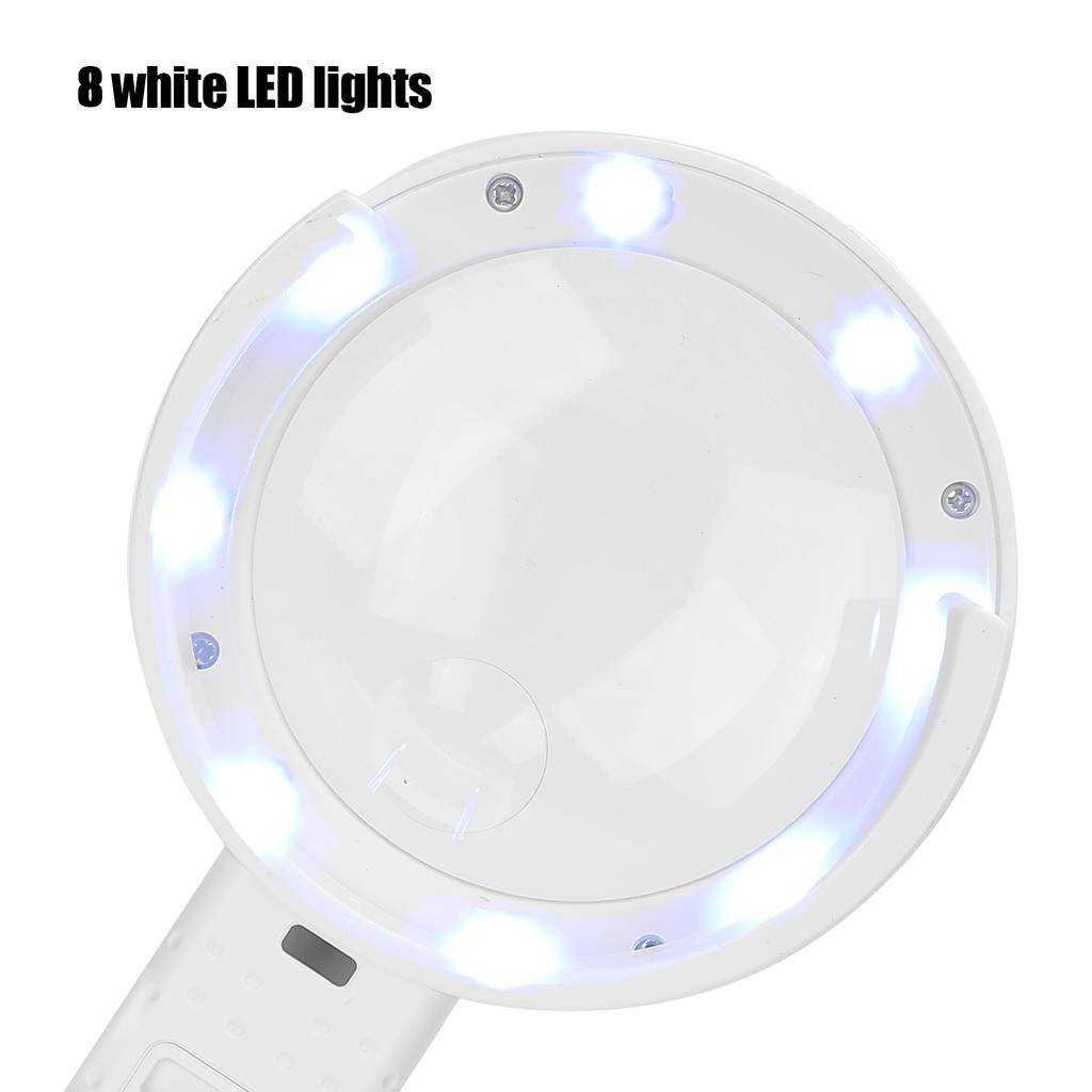 5x 11x Lupe USB 8 LED-Leuchten Beleuchtete tragbare Lupe für ältere Menschen