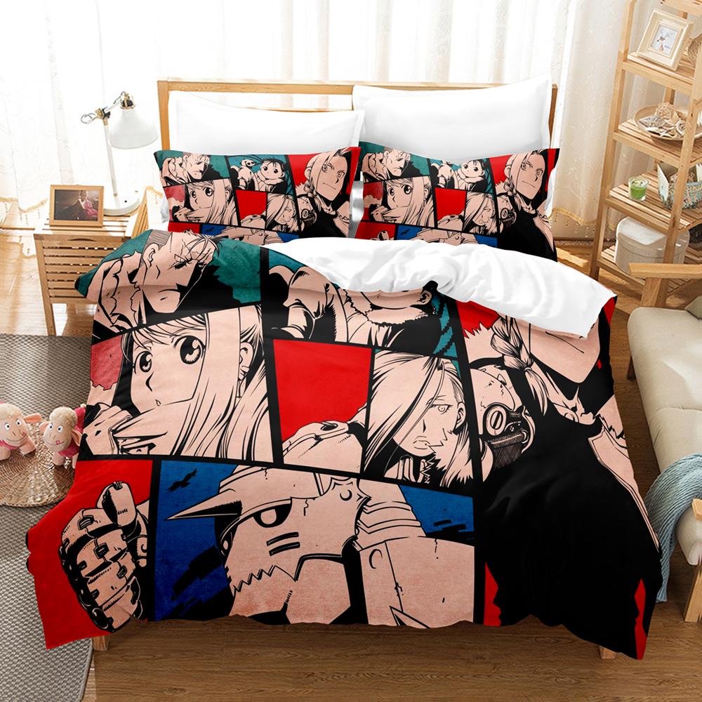 Anime FULLMETAL ALCHEMIST Sängkläder Påslakanset med örngott Twin Full Queen King Sängkläder Sänglinne Hemtextilier