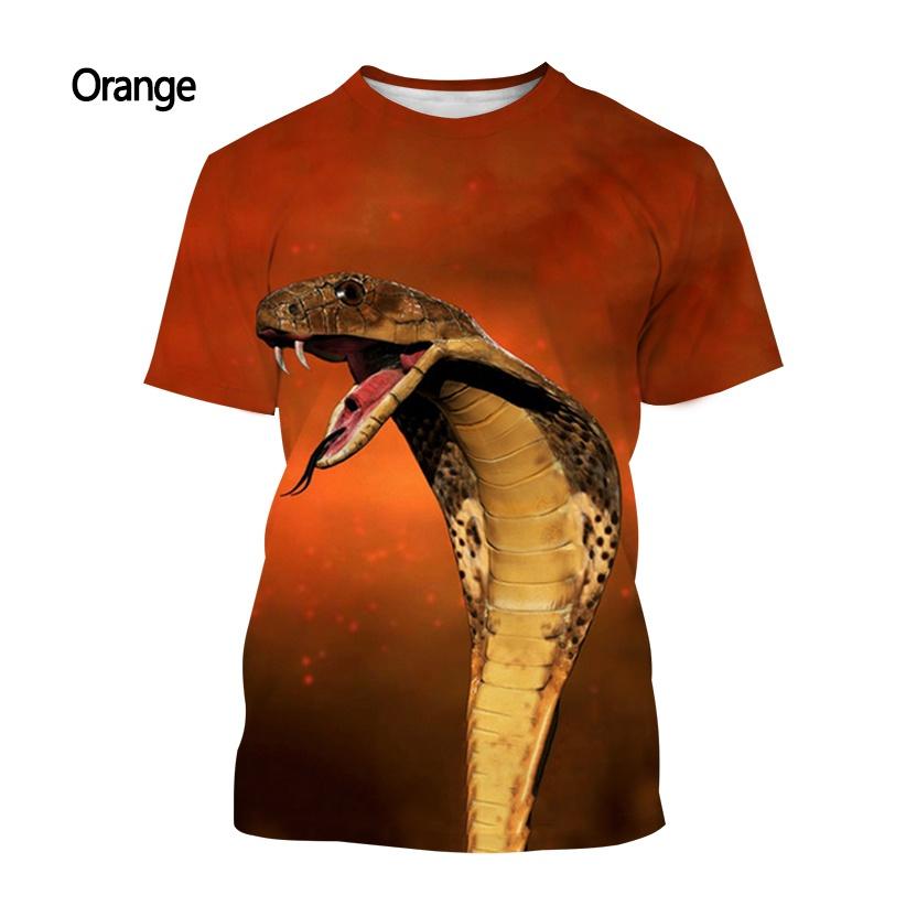 Fashion Men and Women 3d Printing T-shirt Snake T-shirt Summer Casual Short-sleeved Animal T-shirt