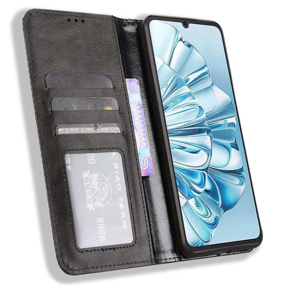 

For Cubot A20 Leather Case Wallet Stand Retro Texture Phone Cover Blue