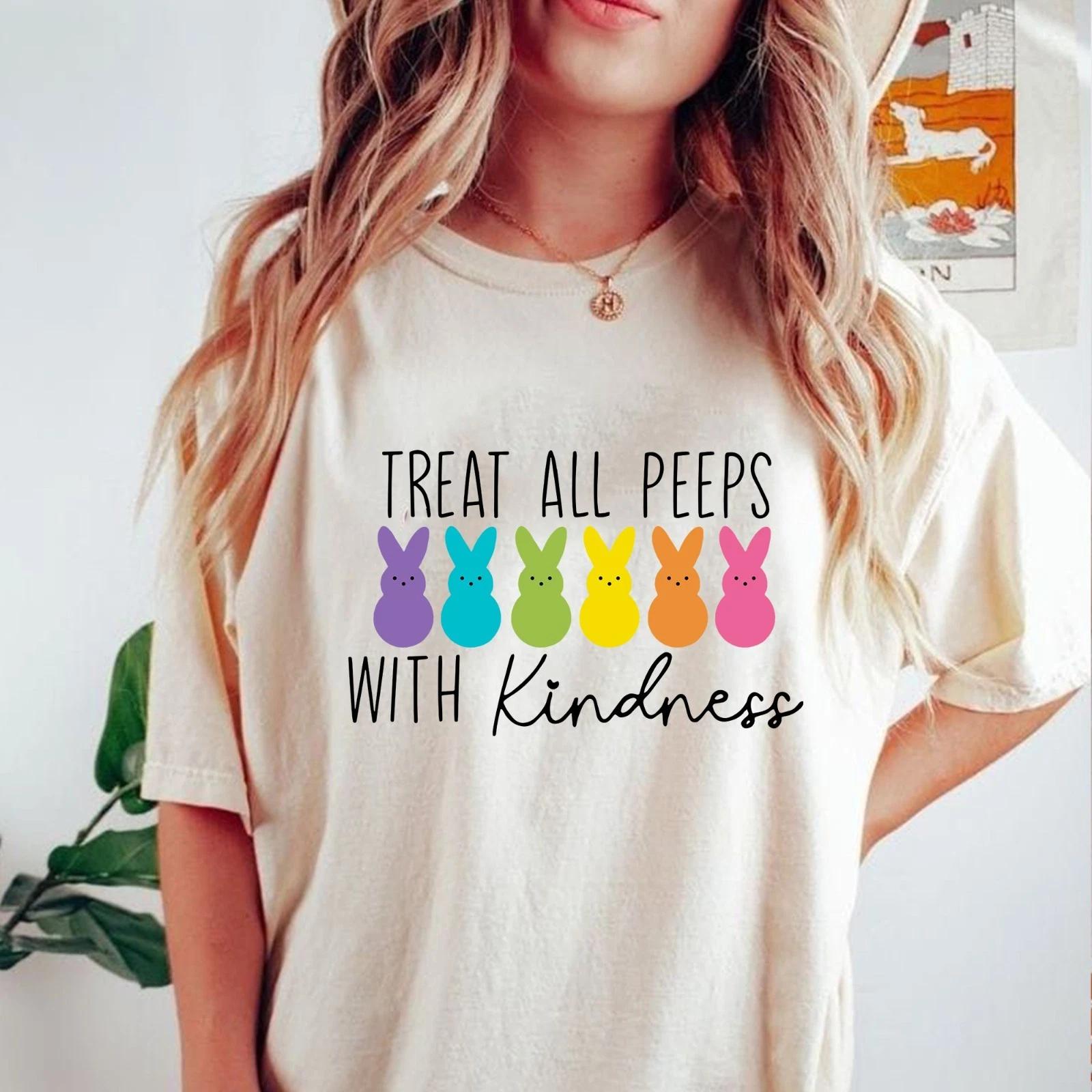 

Treat All Peeps with Kindness T-shirt, Easter Day 2026 Shirt, Gift for Teachers S