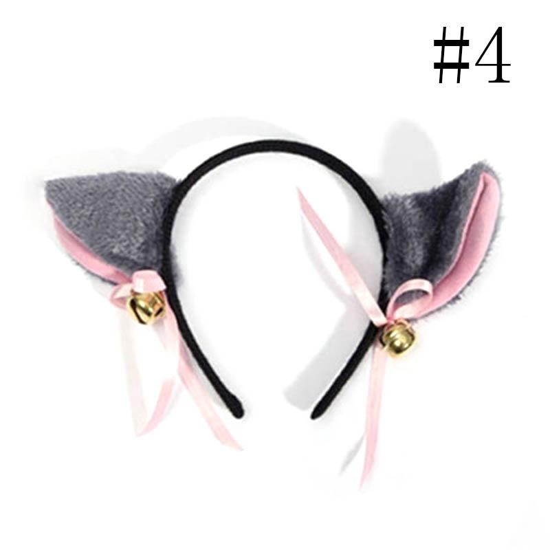Cute Cat Fox Ears Headband Bell Bow Cosplay Halloween Party Fancy Costume